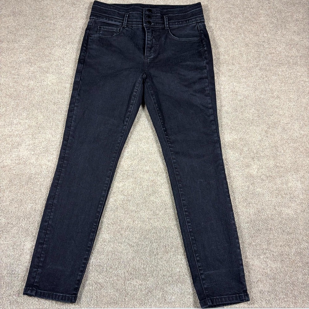 Ann Taylor The Skinny Jeans Womens 6P Black Denim Cotton Stretch High Waisted